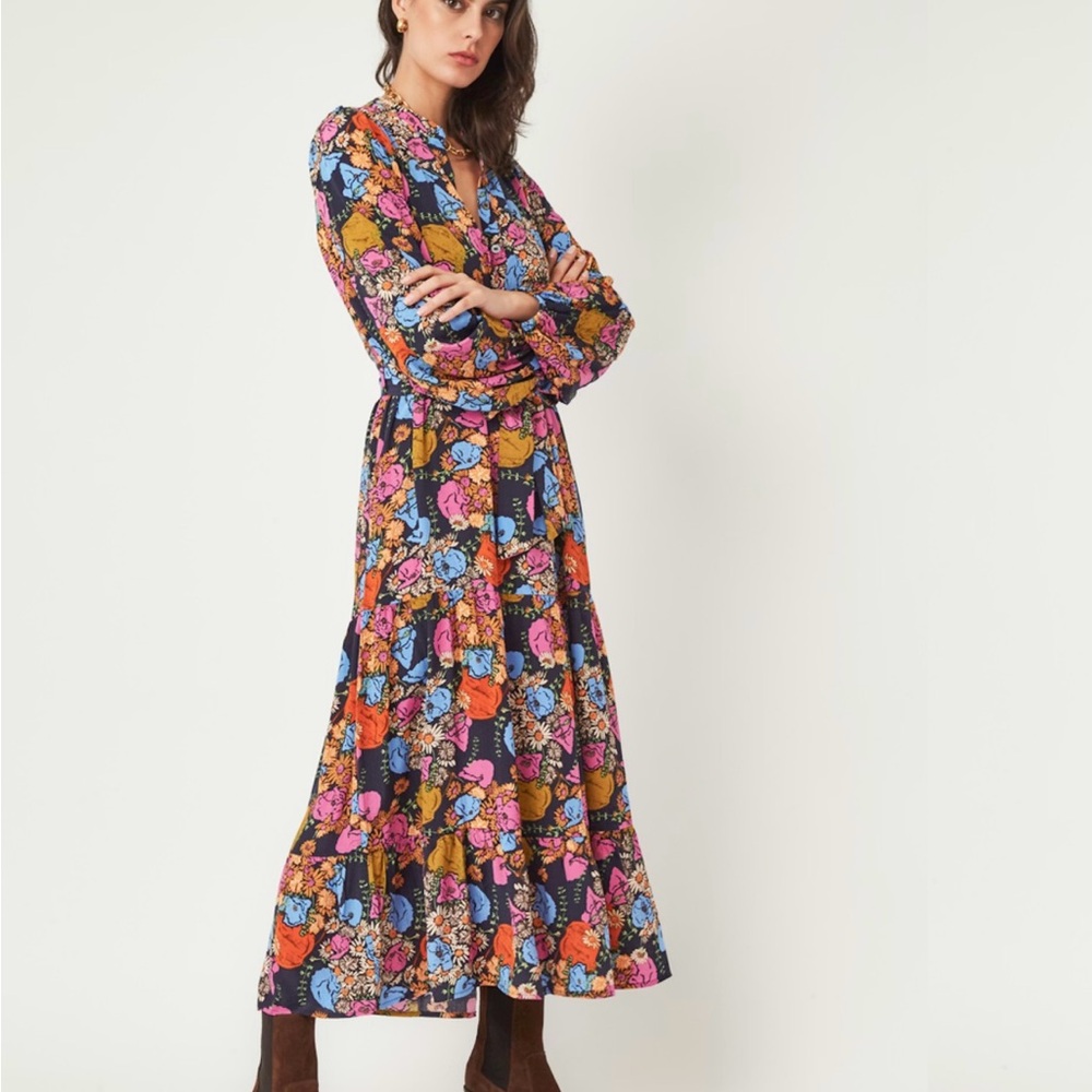 FRNCH Vibrant Floral Long Sleeve Dress